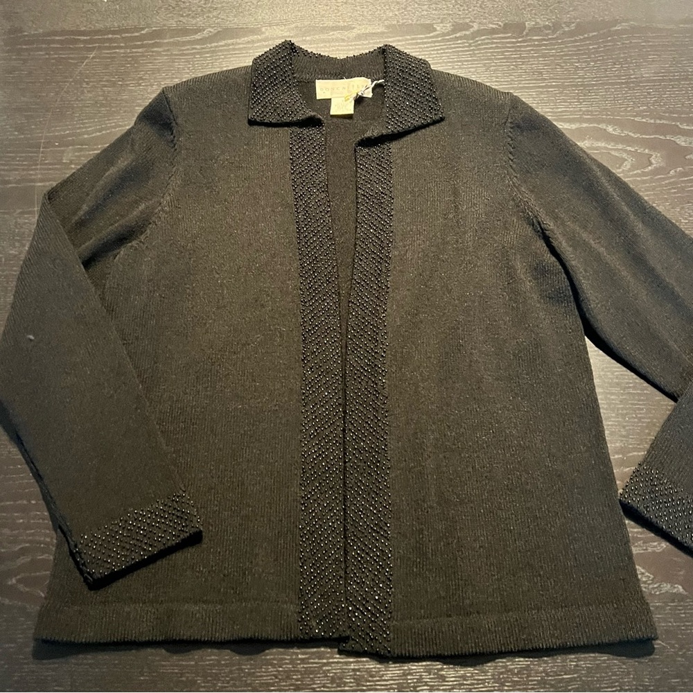 Doncaster Black Open-Front Knit Cardigan